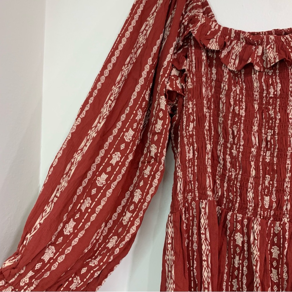 Romantic Gypsy Peasant Smocked Square Neck Dress Hippie Boho Milkmaid Size 3X - Picture 11 of 13